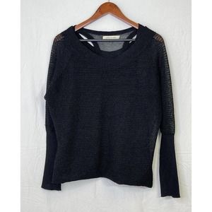 ROBBI & NIKKI Black Woven Knit Tank Layered Long Sleeve Sweater Size LARGE